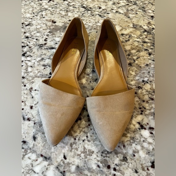 J.Crew Zoe d’Orsay Pointed Toe Nude Suede Flats Size 10 - Picture 2 of 8